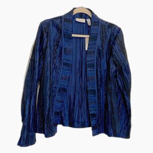 Chico's - Earlene Lacey Logan Sapphire Open Blazer Jacket Cardigan - size M NWT